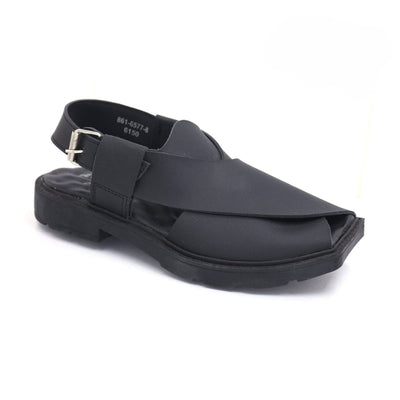 Kaptan Black Leather Chappal