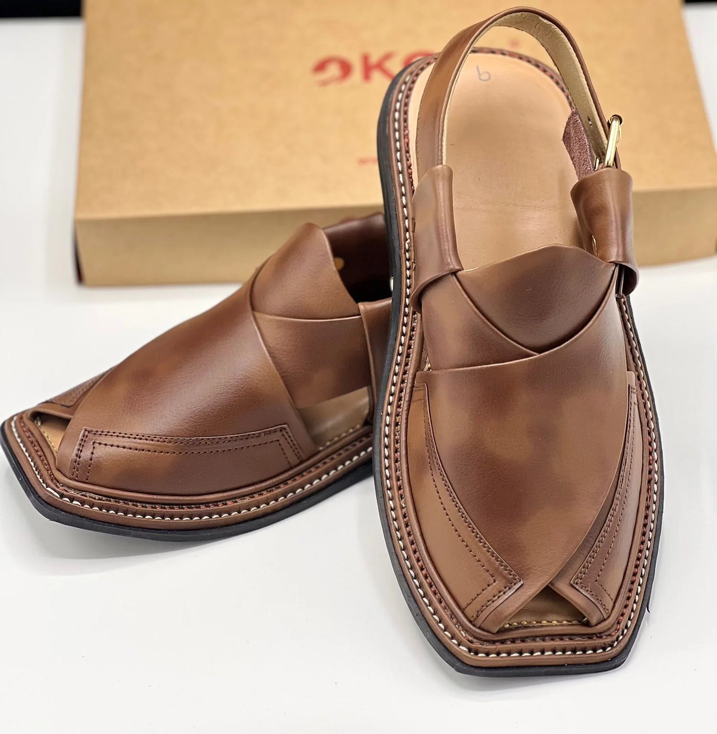 Kaptan Brown Leather Chappal