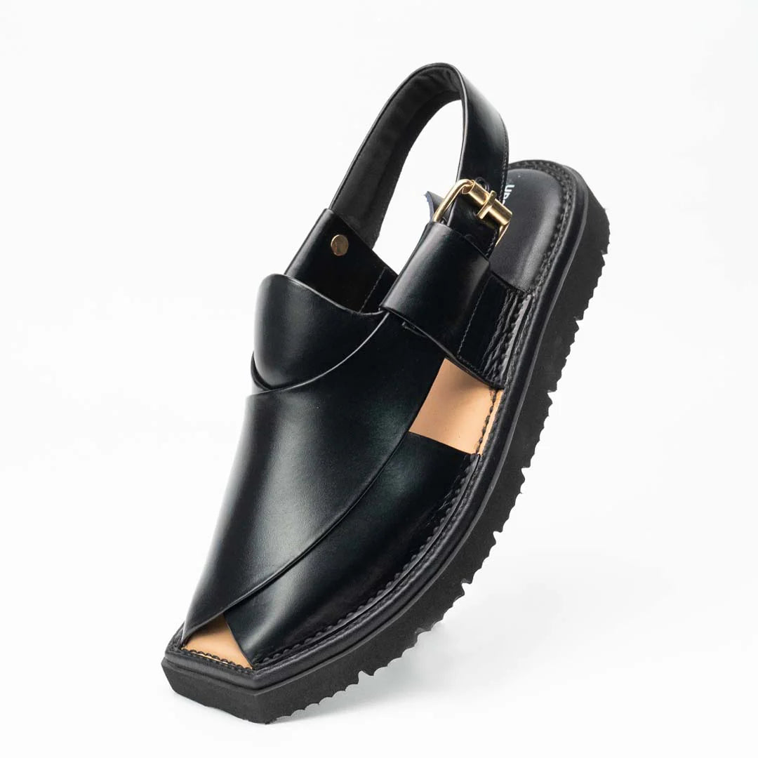 Kaptan Black Leather Chappal